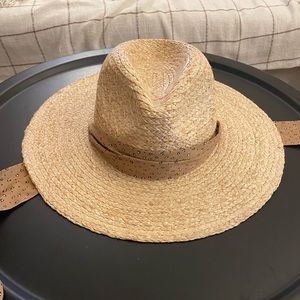 Madewell Straw Hat with Leopard Tie NWT